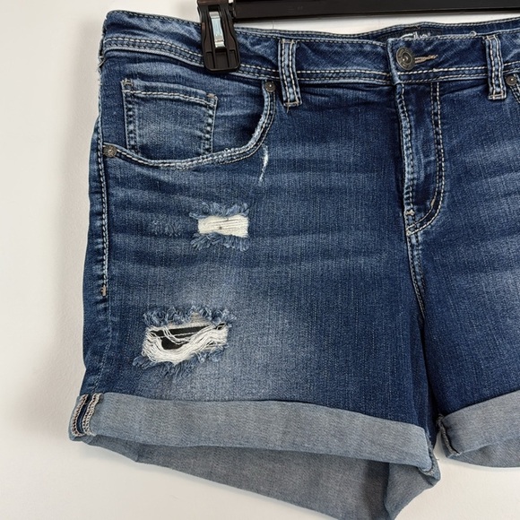 Silver Jean Shorts. The Sam Short. Plus Size 18. Distressed. High Rise. - Picture 2 of 12